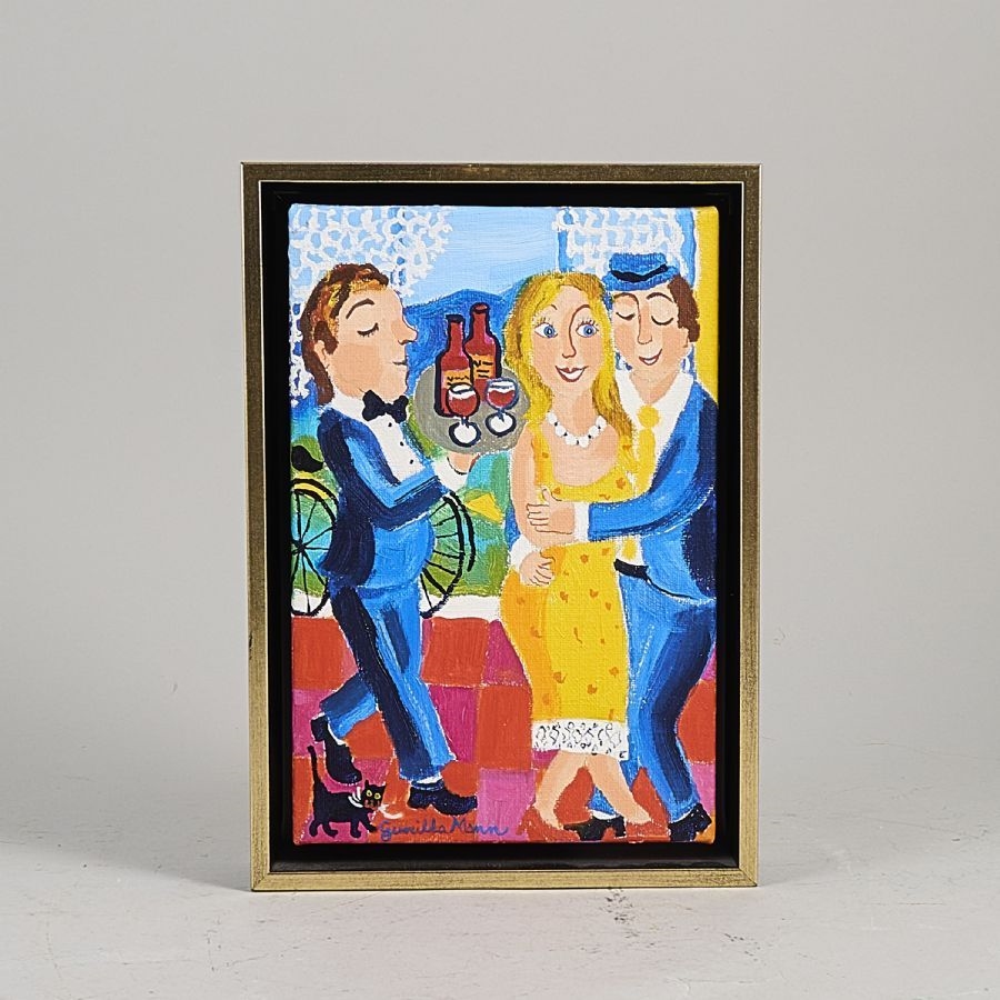 Artwork by Gunilla Mann, Sweden. "Vi två". Signed. Oil on canvas, Made of Oil on canvas