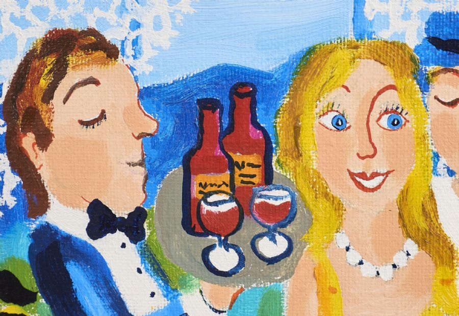 Artwork by Gunilla Mann, Sweden. "Vi två". Signed. Oil on canvas, Made of Oil on canvas