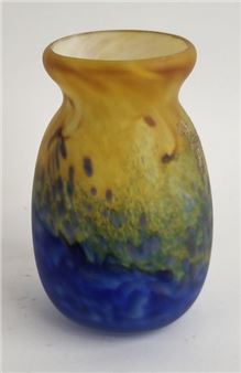 small vase in pâte de verre with multicolored marbled decoration - Gabriel Milesi