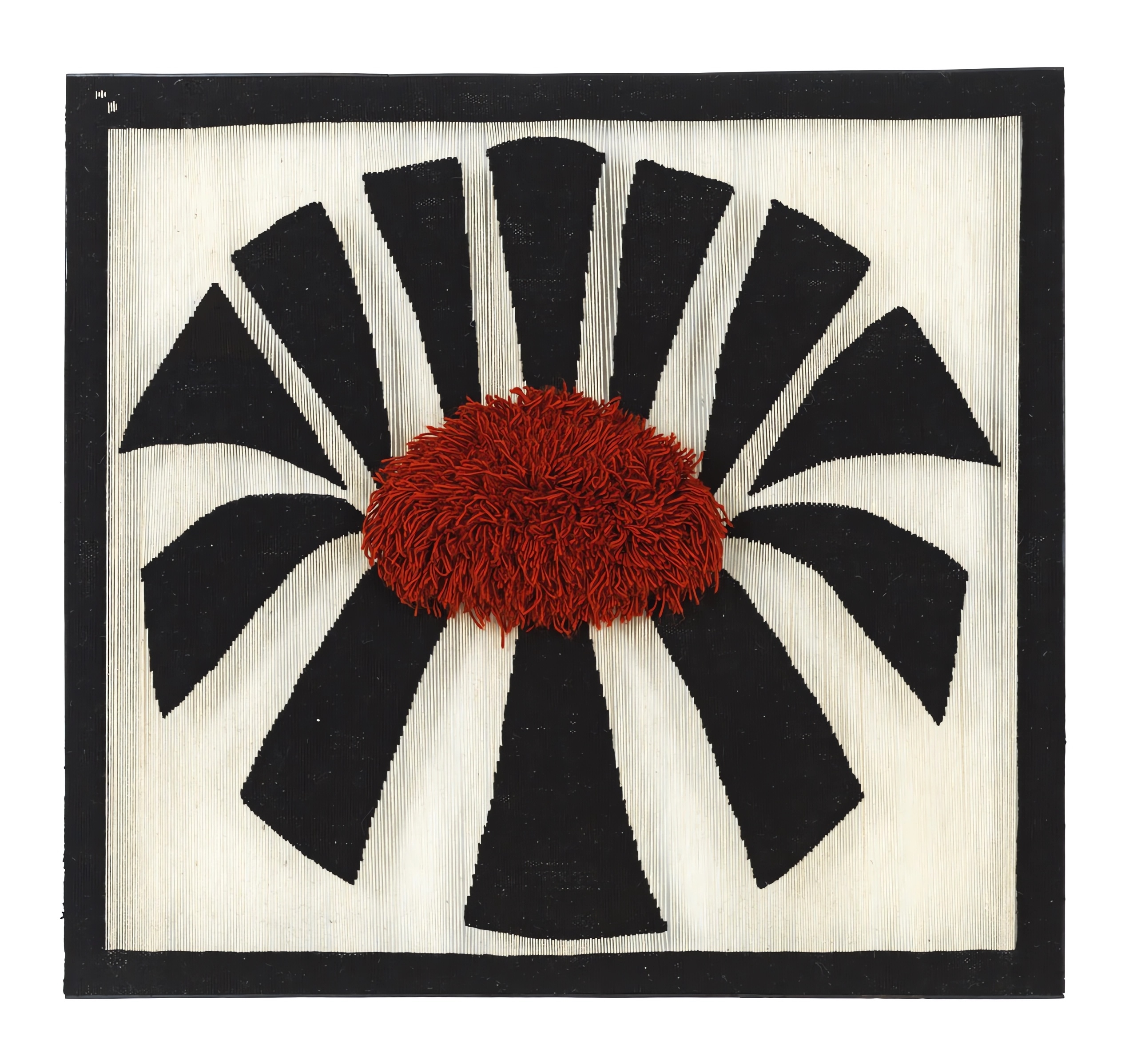 Artwork by Belkis Balpinar, Time Plane-II, Made of Kilim weave with pile weave and some parts unwoven