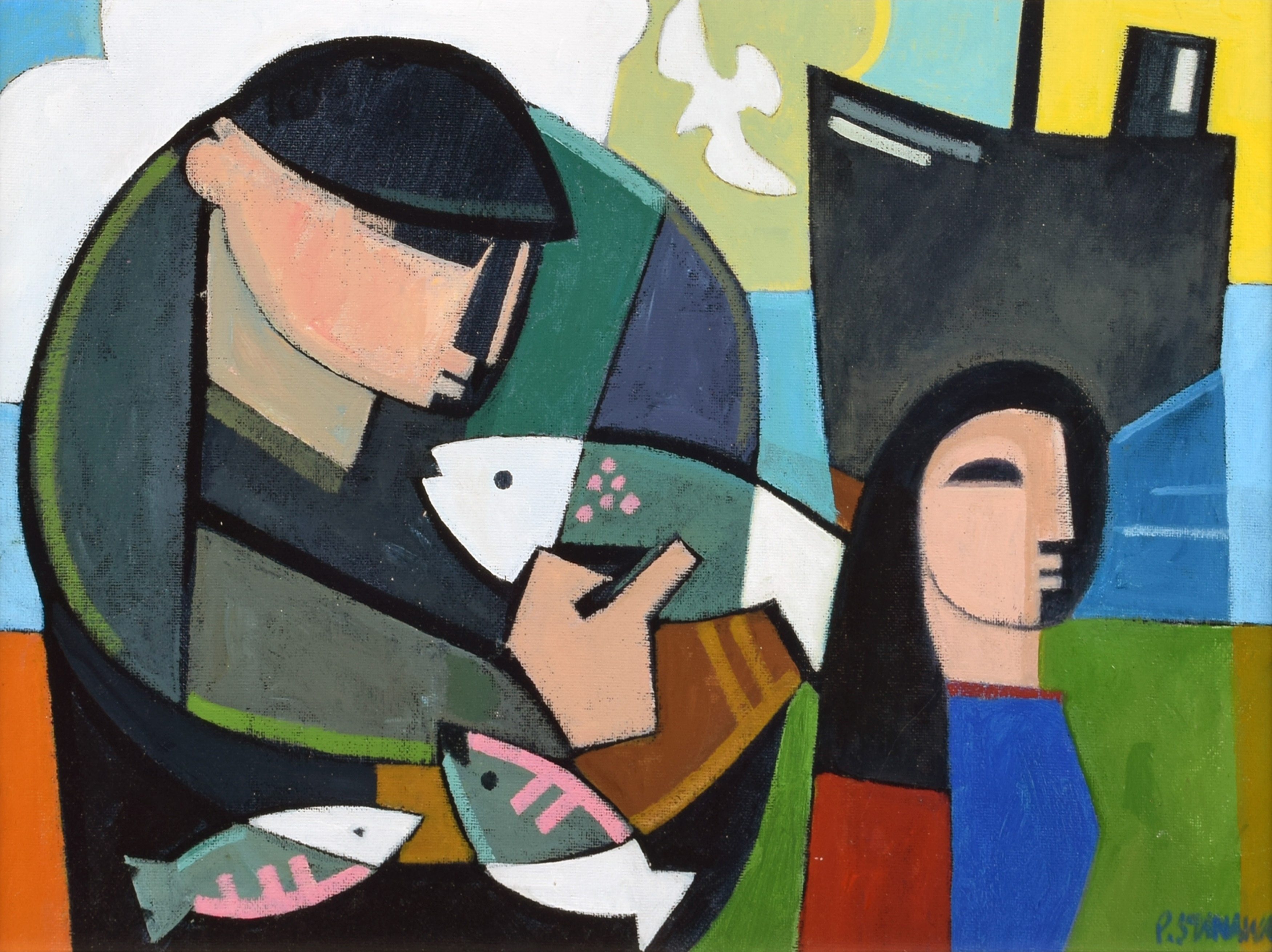 Artwork by Peter Stanaway, The Fishmongers Daughter, Made of acrylic on board