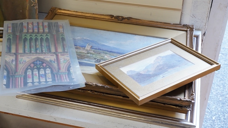 Artwork by Louis Laurent Raze, Continental views to include Lake Como, Made of Stained glass