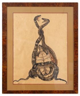 Two snakes restraining a turtle - Gasset-Ousset Hélène