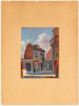 Village Street Scene - Natale Pollastrini