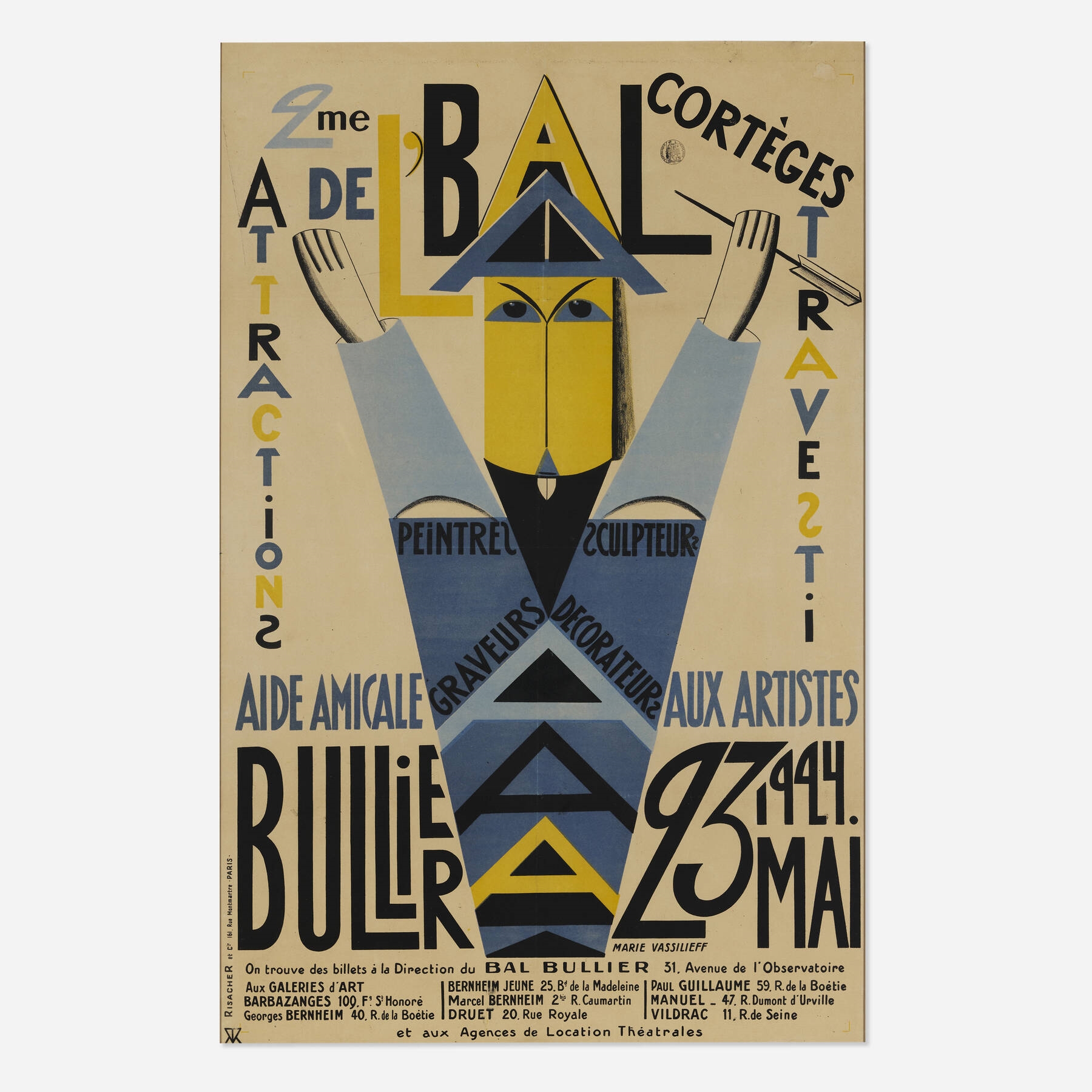 Artwork by Marie Vassilieff, 2me AAAA Bal / Bullier, Made of print