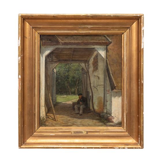 Untitled - Genre Scene of a Resting Laborer by David Monies, 19th century