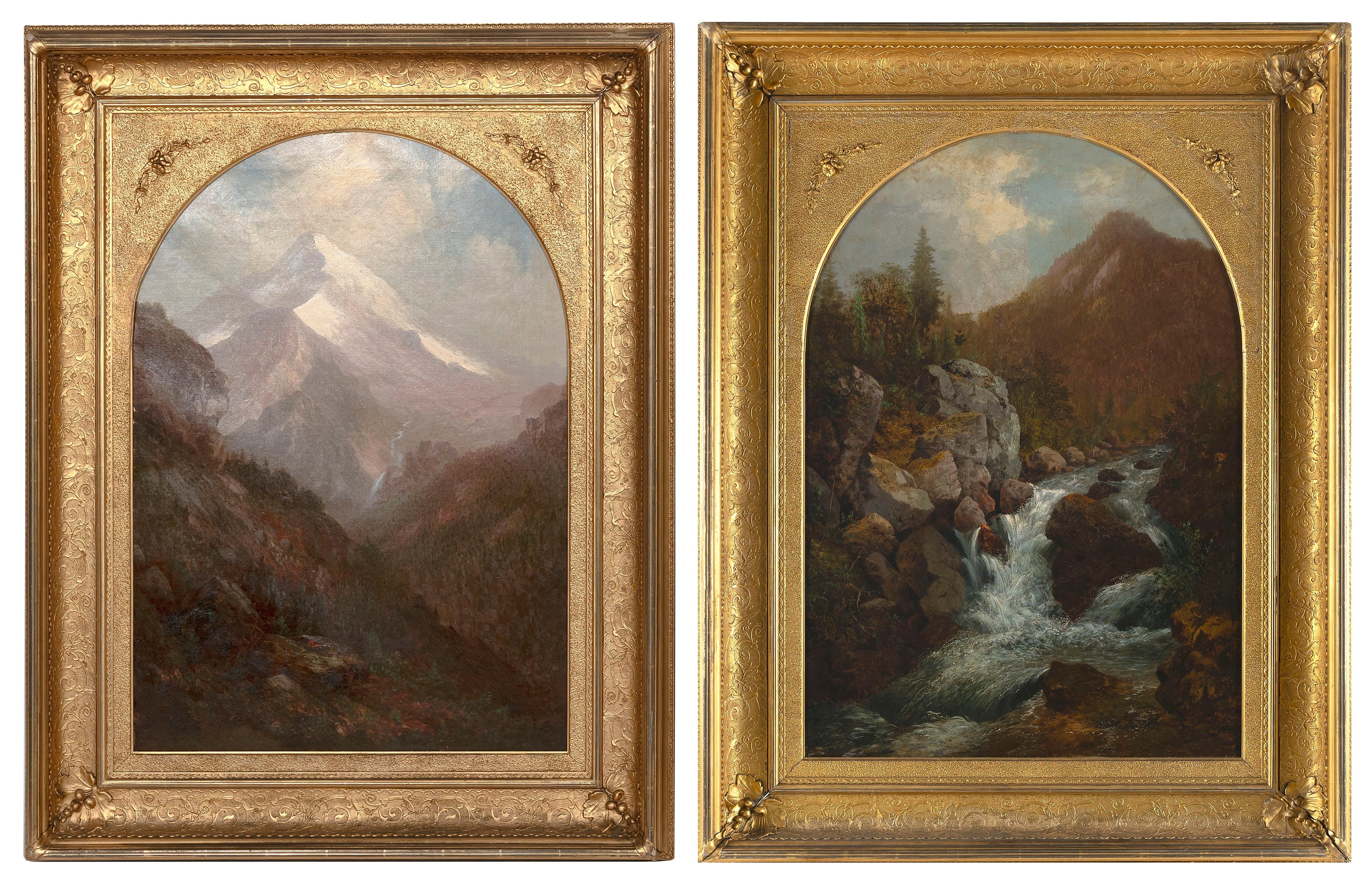 Artwork by Frederick A. Butman, Pair of landscapes depicting Mt. Shasta and Mt. Hood, Made of Oils on canvas
