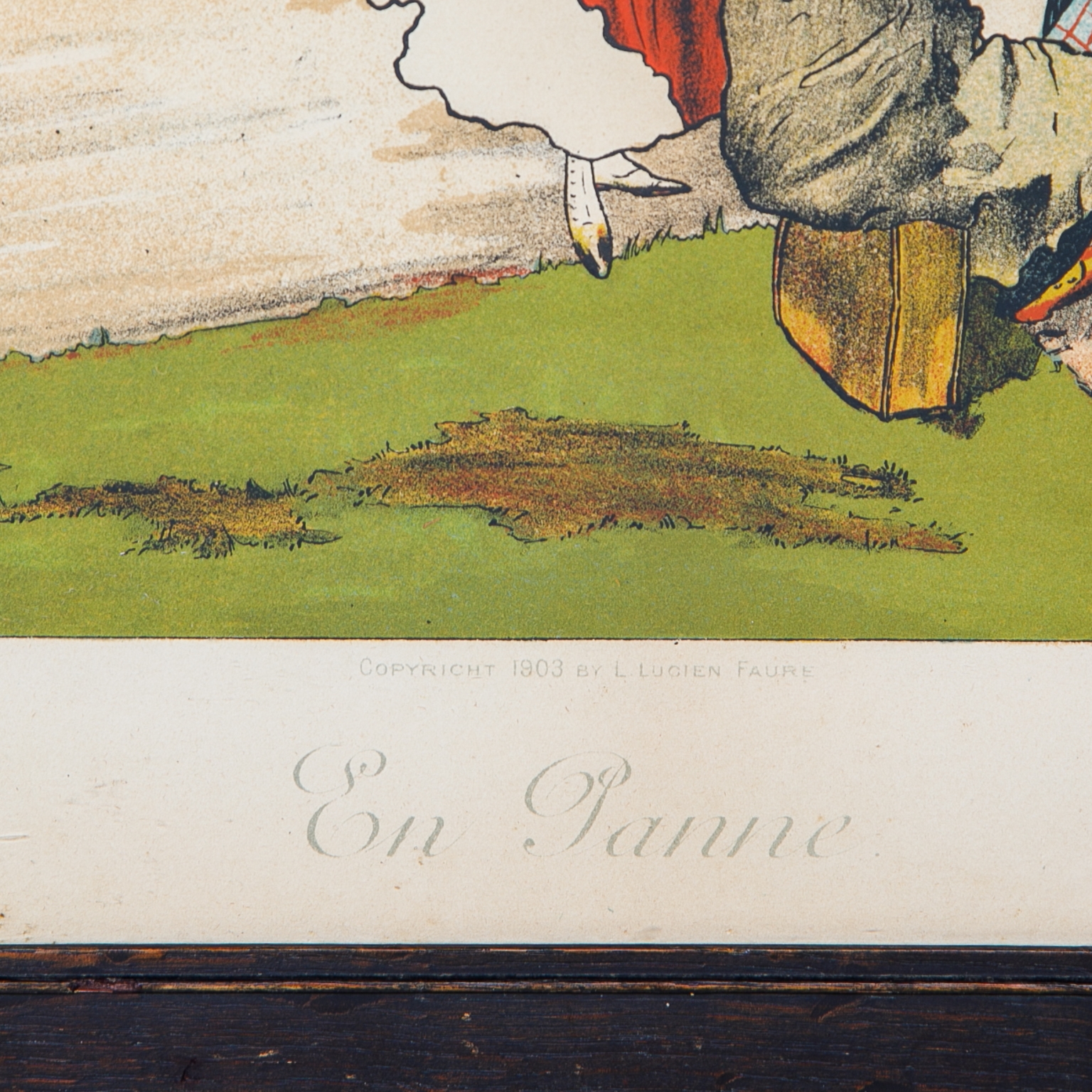 Artwork by Lucien Faure, Hand Colored Lithograph of En Panne, Made of Hand Colored Lithograph