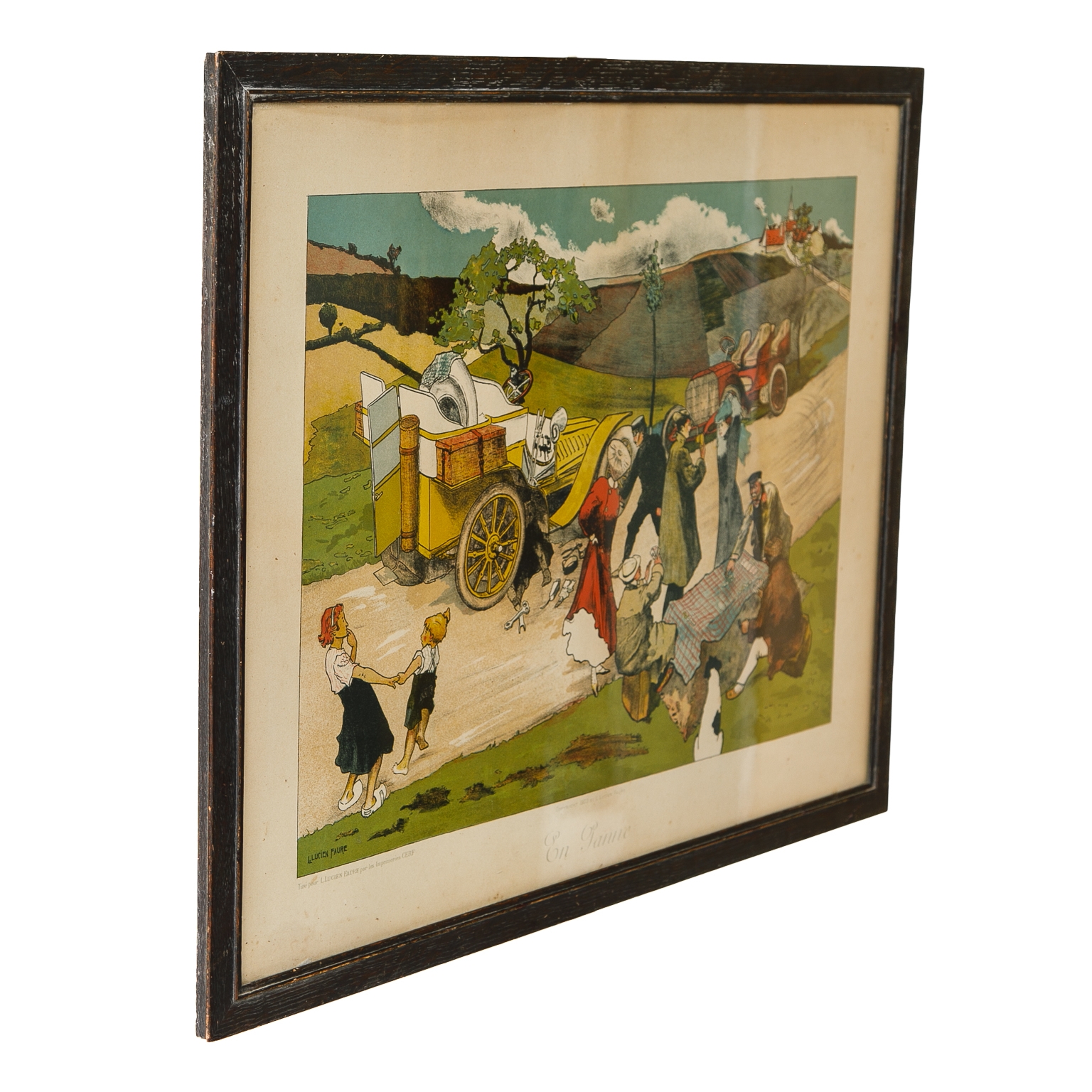Artwork by Lucien Faure, Hand Colored Lithograph of En Panne, Made of Hand Colored Lithograph