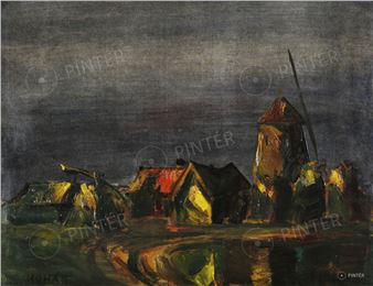 End of Village with Windmill - György Kohán