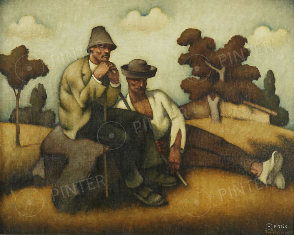 Artwork by Sándor Basilides, Shepherds, Made of oil, canvas