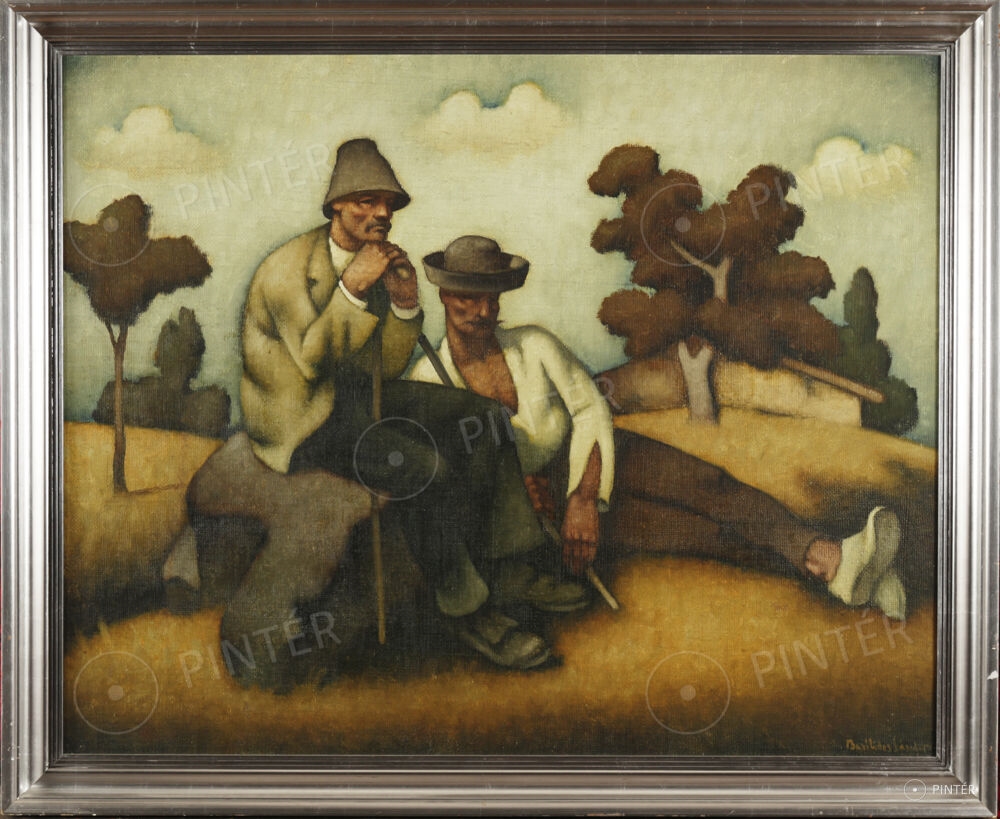Artwork by Sándor Basilides, Shepherds, Made of oil, canvas