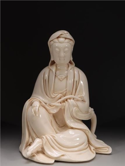 Chinese Blanc De Porcelain Guanyin Statue by Chinese School