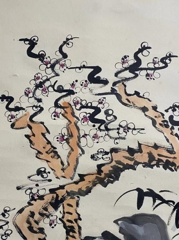 Chinese School | Chinese Ink Color Scroll Painting w Signed | MutualArt