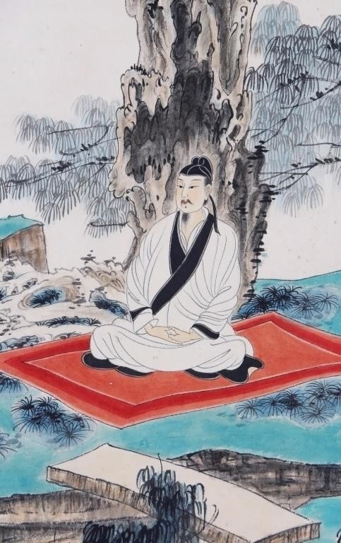 Artwork by Chinese School, Chinese Ink Color Scroll Painting, Made of scroll painting