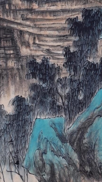 Artwork by Chinese School, Chinese Ink Color Scroll Painting, Made of scroll painting