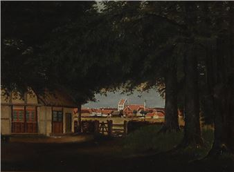 Landscape from Sæby with a view to the church - Julius Hellesen