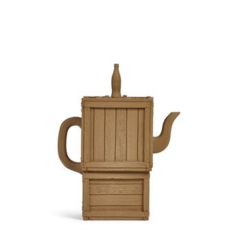 Stacked Crates Teapot
1983
fired ceramic, inscribed 'Notkin 1983' on underside of teapot
height 6 1/4in (16cm); width 5in (12.5cm); depth 3in (7.8cm - Richard Notkin