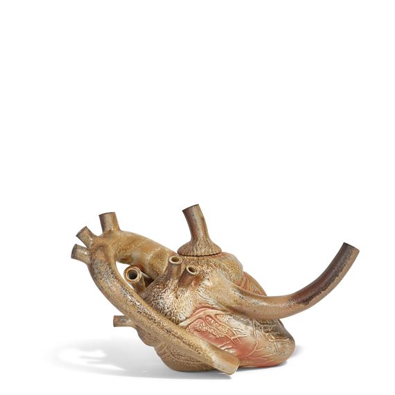 Heart Teapot
2002
glazed stoneware, inscribed 'Notkin 2002' on underside
height 6 1/4in (15.9cm); width 10 1/2in (26.7cm); depth 5 1/2in (14cm - Richard Notkin