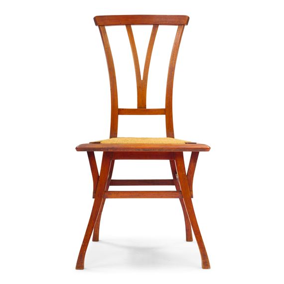 Bloemenwerf Chair1895-1898elm, with rush seat, branded 'XIIII' on undersideheight 36 1/4in (93cm); width 17 1/2in (44.5cm); depth 17in (43cm - Henry van de Velde