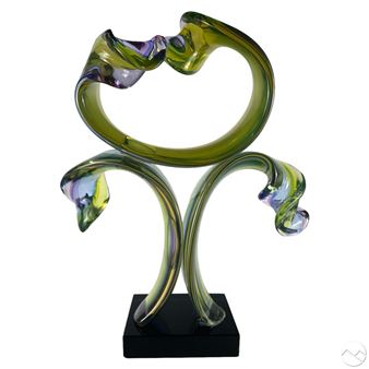 Substantial abstract Murano studio art glass sculpture with thick - Renzo Vianello