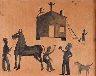 scene with man shoeing a horse - Bill Traylor