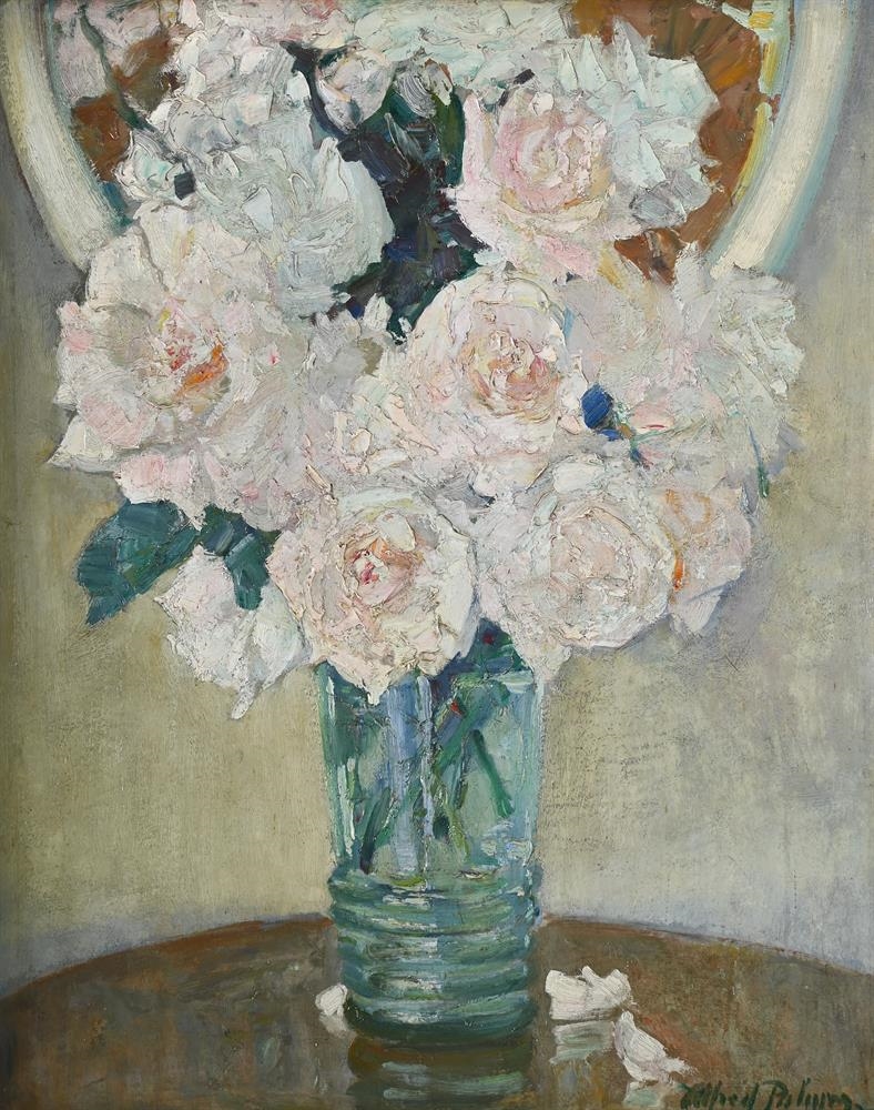 Artwork by Alfred Palmer, VASE WITH ROSES, Made of Oil on board