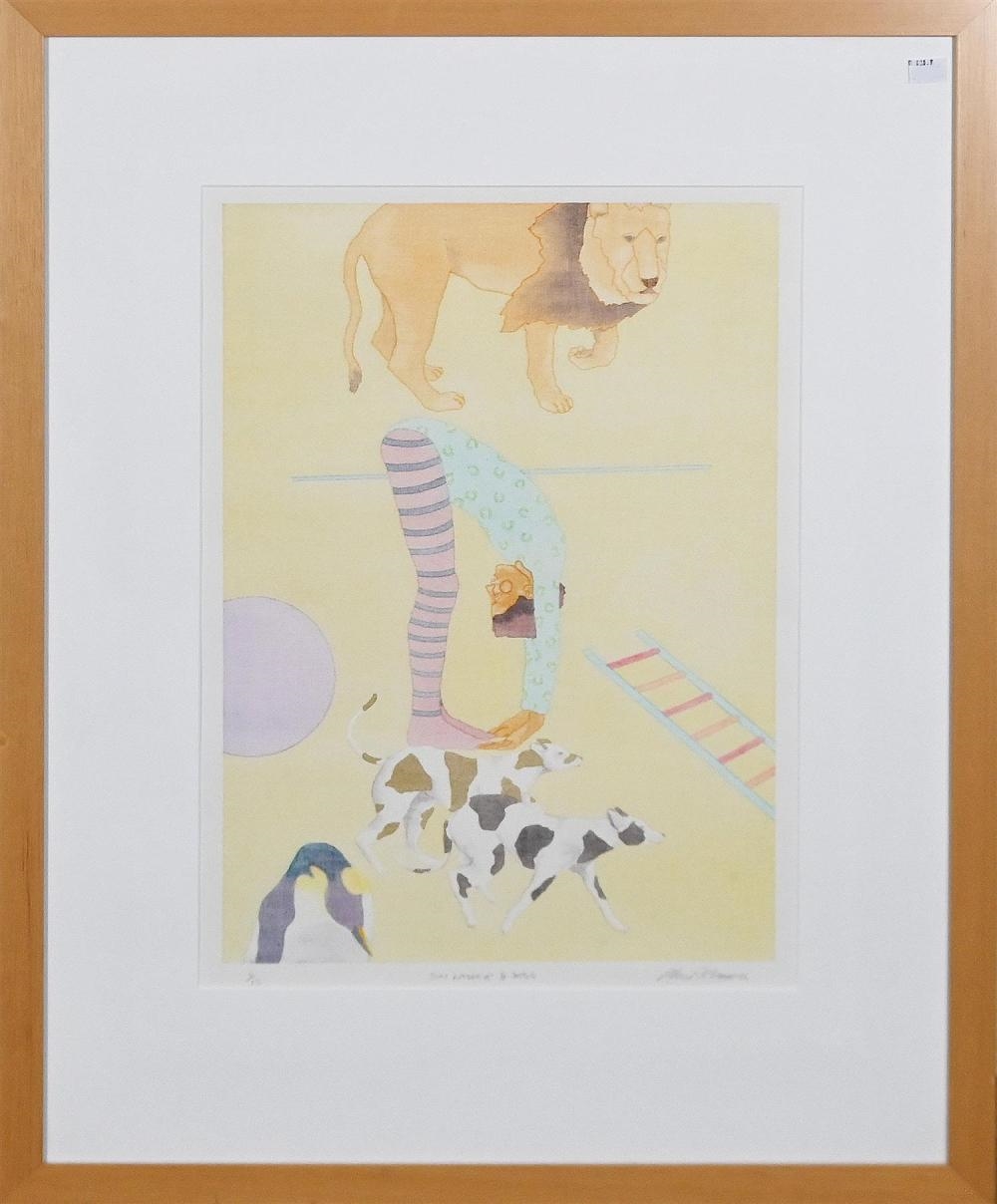 Artwork by Allan Mann, SUN LADDER AND DOGS 1986, Made of SCREENPRINT