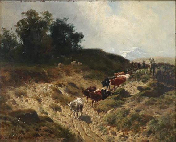 Almabtrieb in der Ramsau by Arnold Steffan, 1879