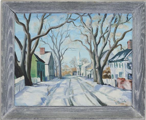 Snowy winter landscape of a small town by Ray Overpeck