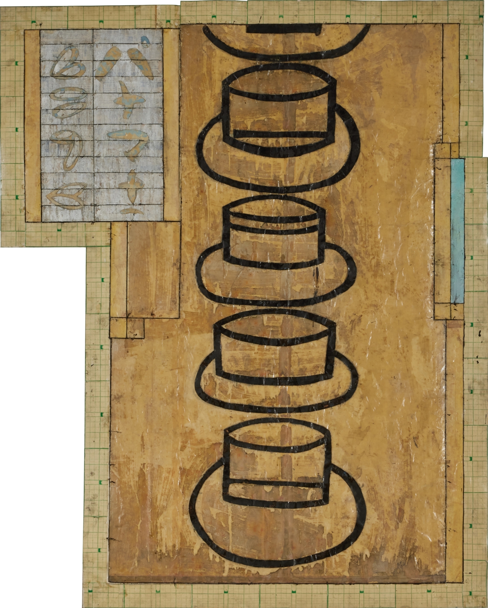 Artwork by Eugene Brodsky, Hats Stack, Made of mixed media on paper