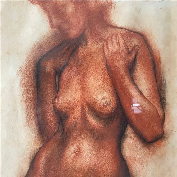 charcoal and sanguine chalk nude study - Ronald Bladen