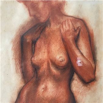 charcoal and sanguine chalk nude study - Ronald Bladen