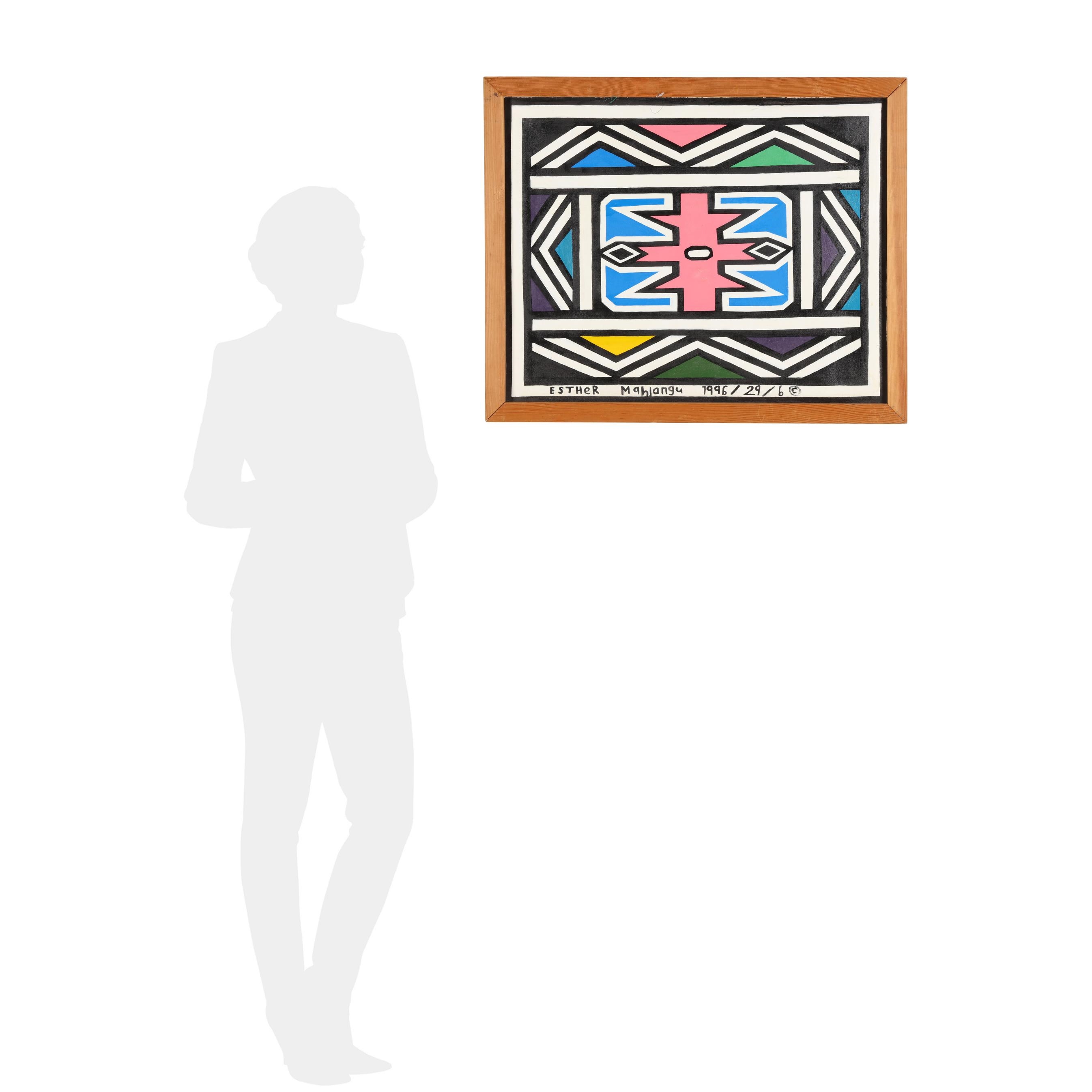 Artwork by Esther Mahlangu, Ndebele Abstract, Made of Acrylic on canvas