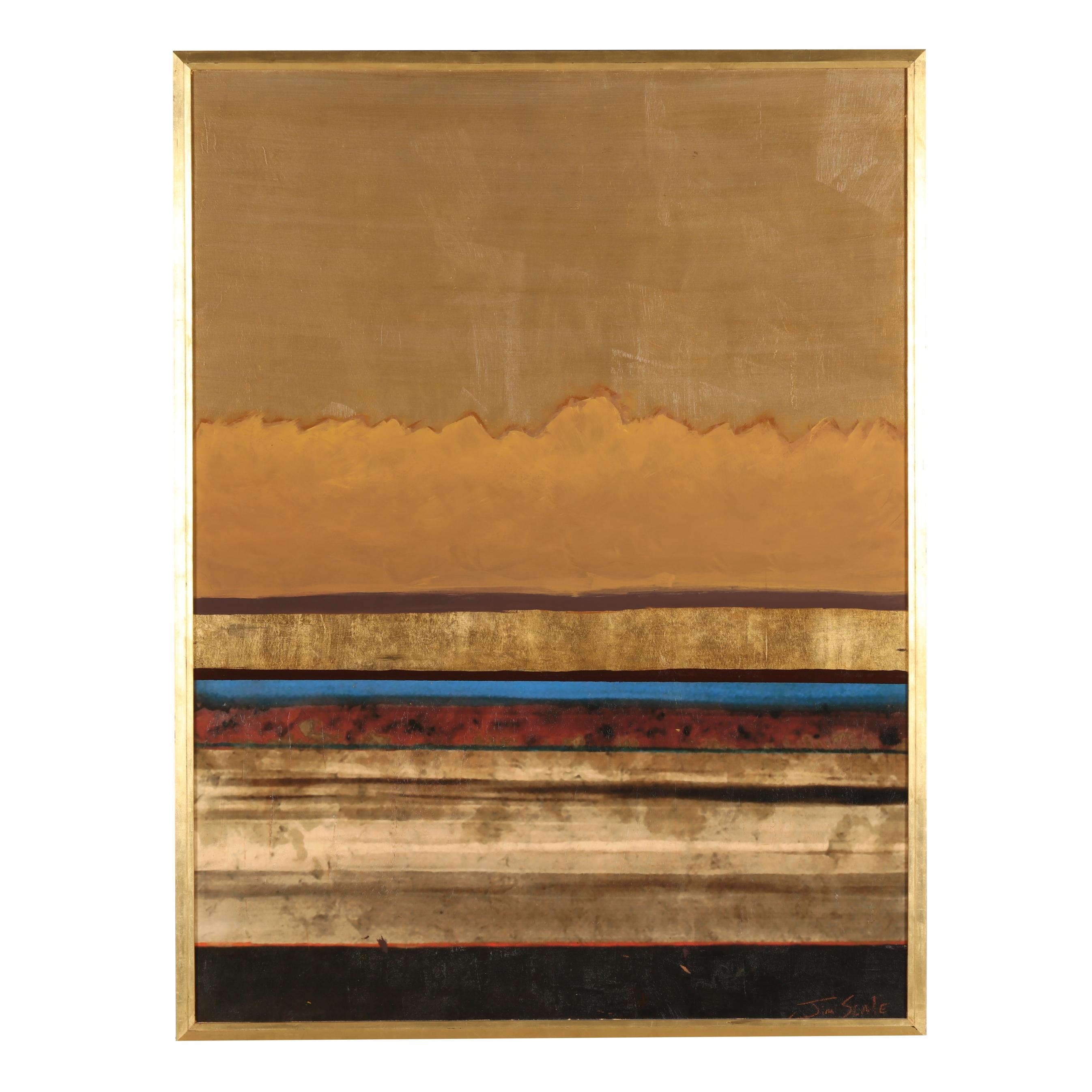 Artwork by Jim Seale, Large Abstract Composition, Made of Oil, gold leaf, and encaustic on canvas