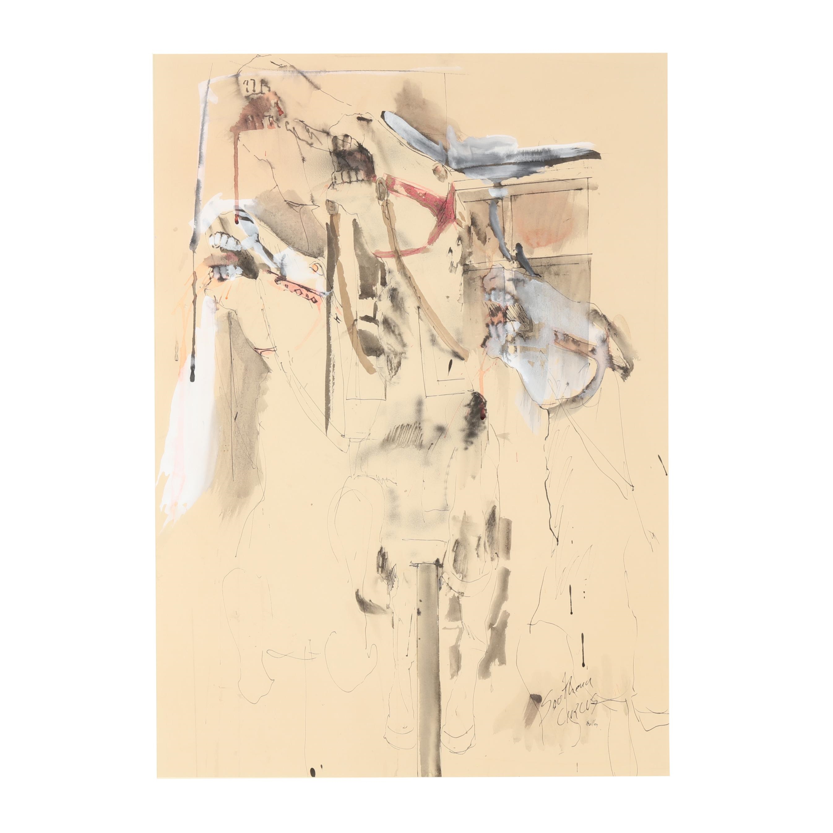 Artwork by Philip Edward Mullen, Southern Circus, Made of watercolor and white