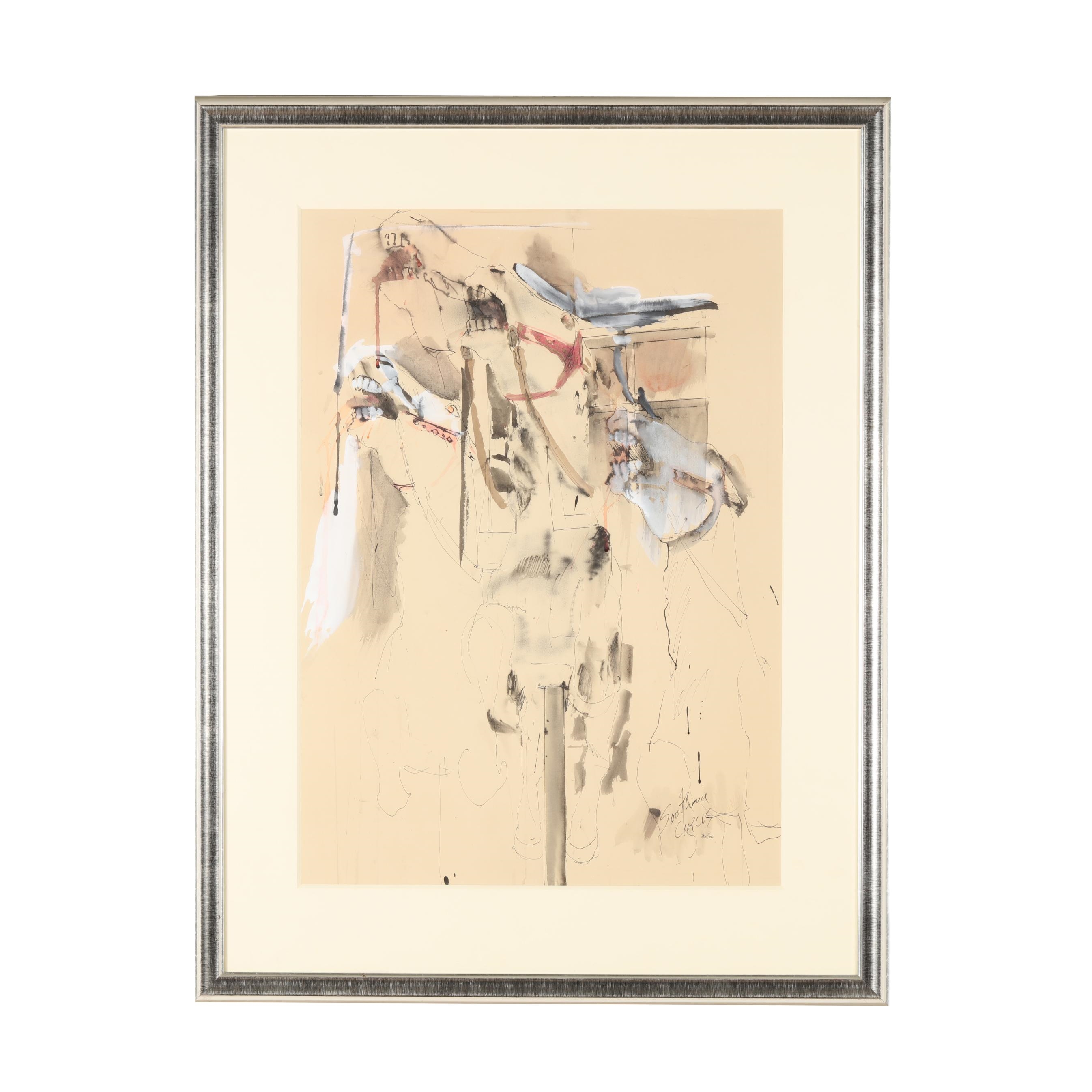 Artwork by Philip Edward Mullen, Southern Circus, Made of watercolor and white
