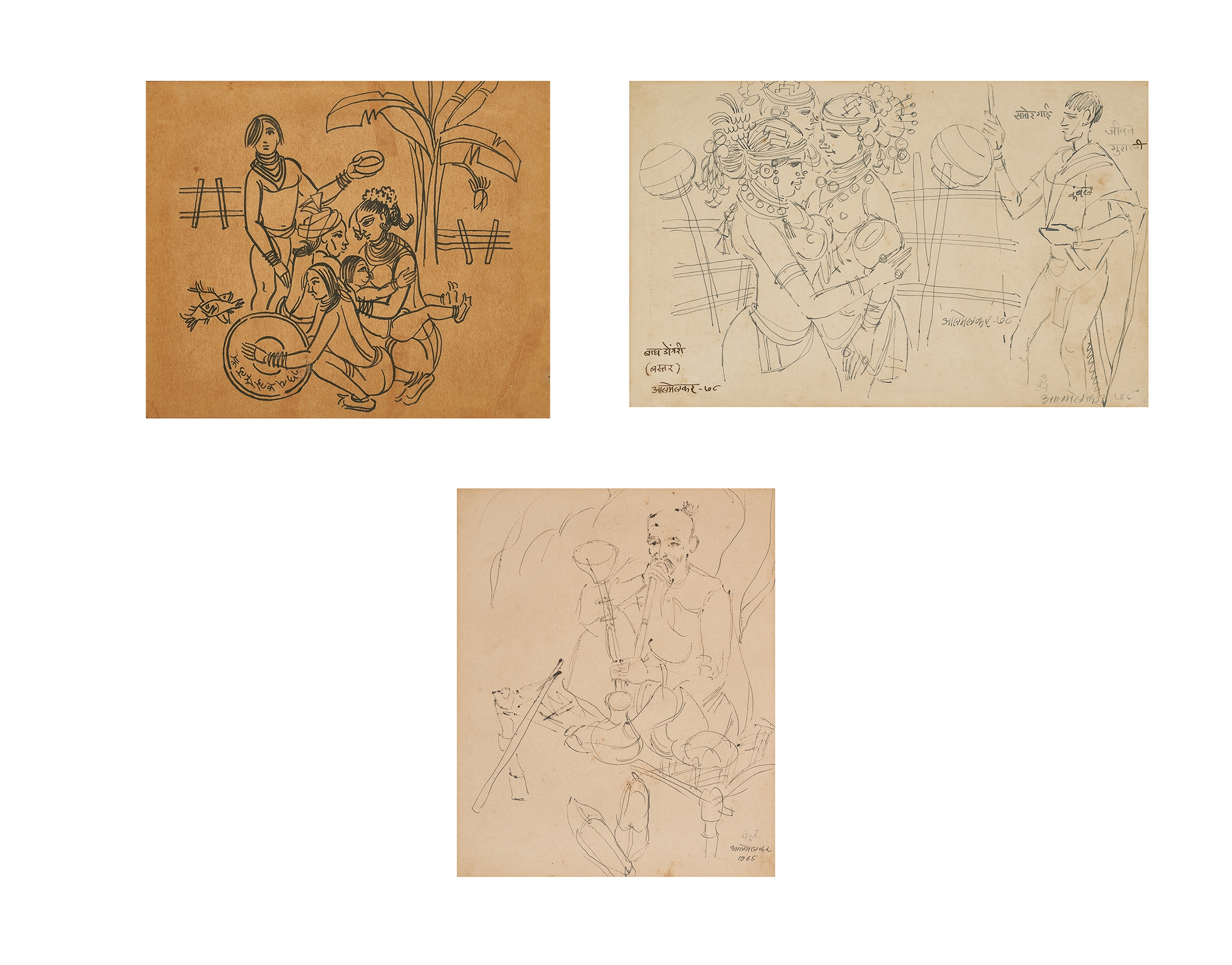 Artwork by Abdulrahim Apabhai Almelkar, Three Untitled Works, Made of Ink on paper