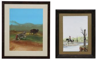 NATIVE AMERICAN PAINTINGS - Bobby Hill "White Buffalo"