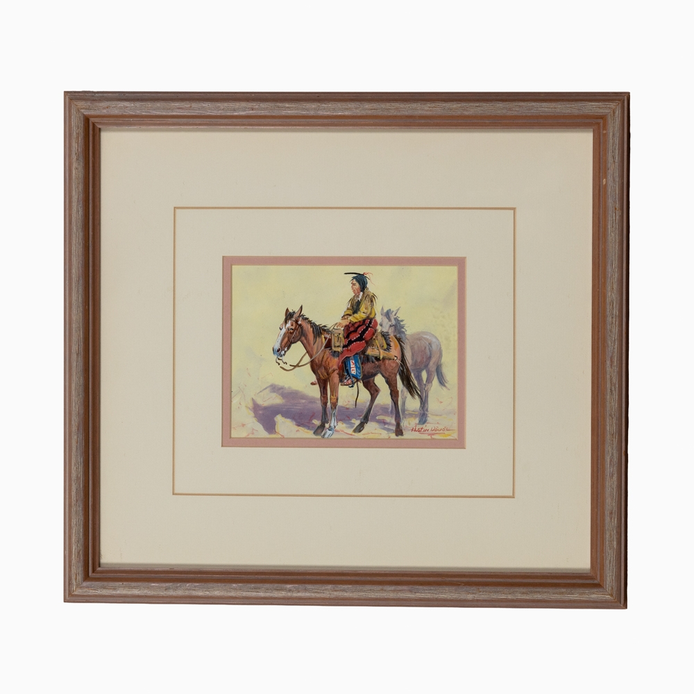 Artwork by Austin Devel, Watercolor Painting ‘Indian on Horseback’, Made of Watercolor Painting