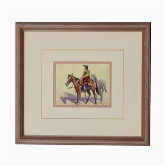 Watercolor Painting ‘Indian on Horseback’ - Austin Devel