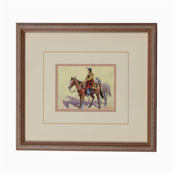 Watercolor Painting ‘Indian on Horseback’ - Austin Devel