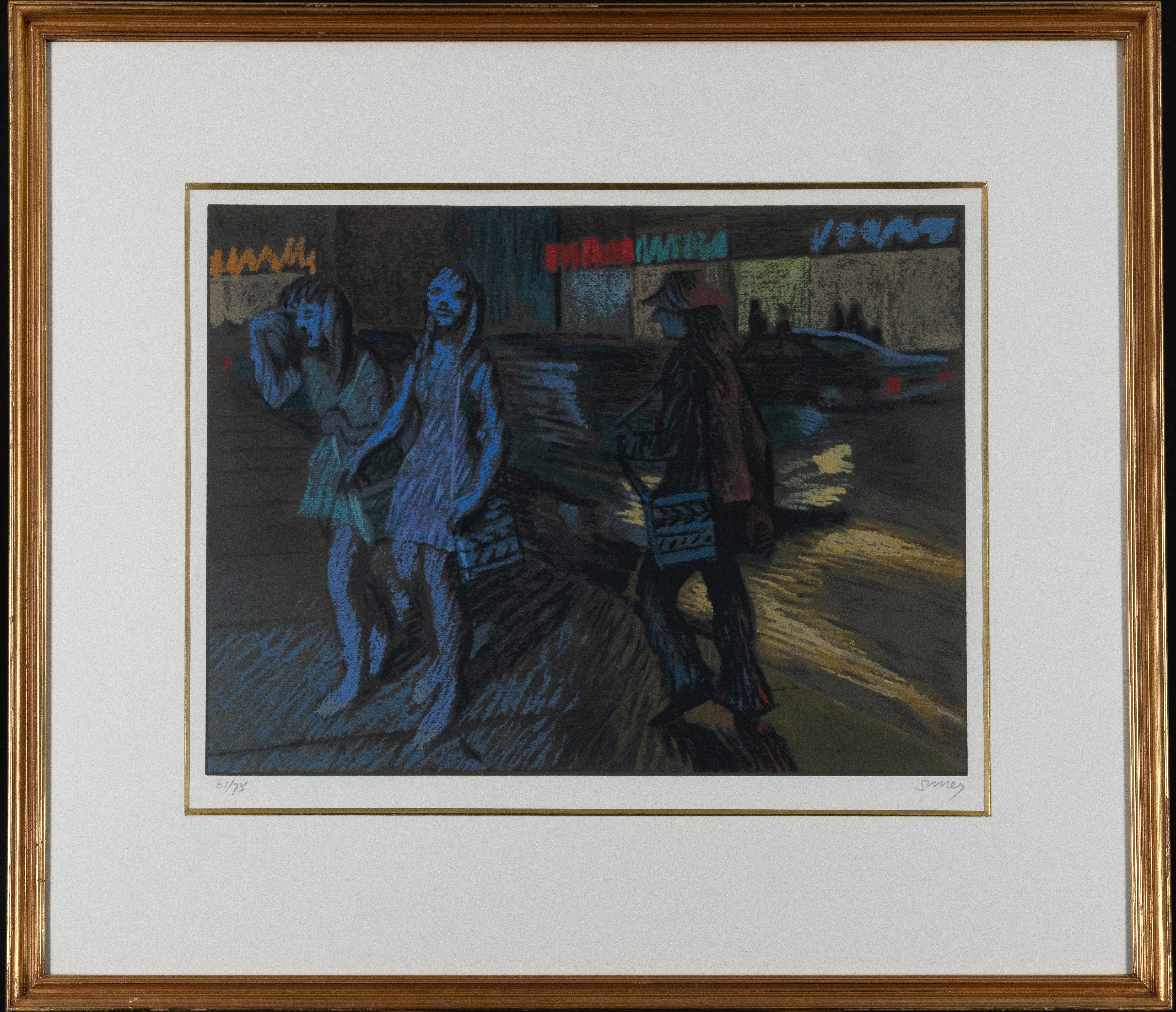 Artwork by Philip Henry Surrey, Street at night, Made of Sérigraphie