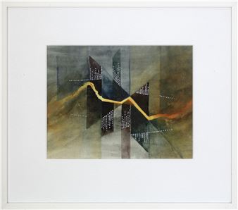 Komposition mit schwarzen Formen - Werner Bauer