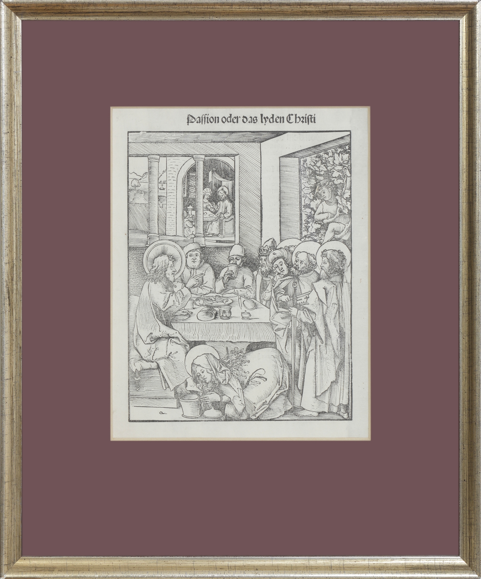 Artwork by Johannes Wechtlin, Maria Magdalena wäscht die Füße Christi, Made of woodcut on laid paper