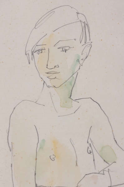 Artwork by Dorothea Maetzel-Johannsen, Knabenakt, Made of watercolored pencil drawing on paper