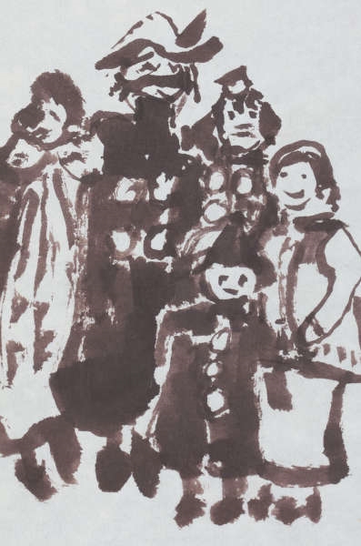 Artwork by Willem Grimm, Rummelpottgruppe, Made of Tuschezeichnung auf Japanpapier