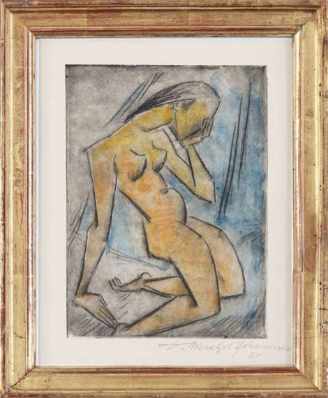 Weiblicher Akt in verzweifelter Pose