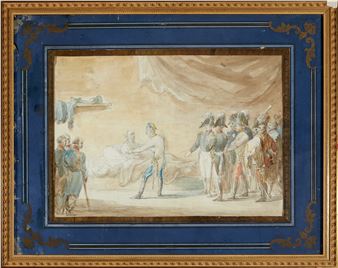 Emperor Alexander I and his retinue visit the dying Field Marshal Mikhail Kutuzov - Ignace Duvivier