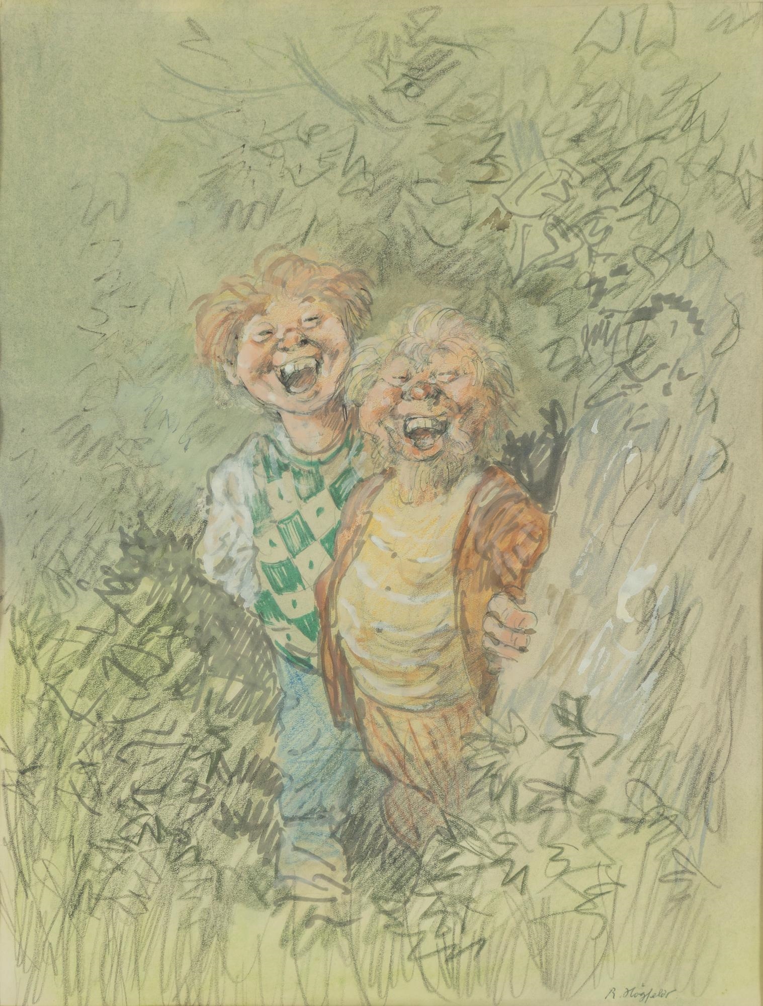 Artwork by Robert Högfeldt, Cheerful Companions, Made of Watercolour